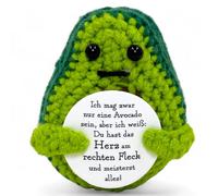 MIJOMA Lucky Charm Positive Friends - Handmade Crochet Figures with Motivational Messages, Ideal as a Gift Companion Courage (Avocado - Du meisterst Alles)