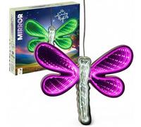 MIJOMA Mirror Figures Infinity LED - Battery Operated with 6 Hour Timer, Decorative Mirror Light with Endless Effect for Window Areas & Living Rooms (Dragonfly)