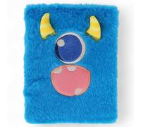 MIJOMA Monster Notebook Set - Fluffy Diary with Plush Cover, 80 Lined Pages, 22 x 15 cm - for Children, School, Travel, Festival (Monster Blue)