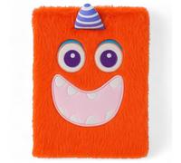 MIJOMA Monster Notebook Set - Fluffy Diary with Plush Cover, 80 Lined Pages, 22 x 15 cm - for Children, School, Travel, Festival (Monster Orange)