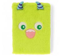 MIJOMA Monster Notebook Set - Fluffy Diary with Plush Cover, 80 Lined Pages, 22 x 15 cm - for Children, School, Travel, Festival (Monster Green)