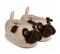 MIJOMA Plush Slippers, Super Comfortable, Non-Slip, Cuddly Made from 100% Soft Velour Plush, Pug, 1/1.5 UK