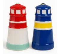 MIJOMA Salt & Pepper Shaker Set - Stylish Porcelain Design, Food-Safe, Easy to Fill - Various Fun & Cute Designs to Choose From (Lighthouses, 2-Piece)