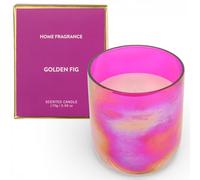 MIJOMA Scented Candle in Iridescent Glass 170 g - Cotton Wick - Burn Time 25 Hours - Decorative Candle Jar - Living Room Bedroom Bathroom (Fuchsia Aura - Golden Fig)