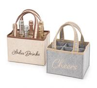 MIJOMA Set of 2 Felt Bottle Carriers - Carry Bags for 6 Bottles Each, Cream light grey, ca. B 22,5 cm x H 15 cm x T 14 cm, Modern, trend-conscious, charming, slightly playful, sociable