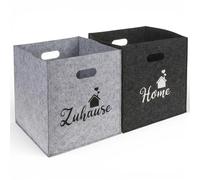 MIJOMA Set of 2 Felt Storage Boxes 32 x 32 x 32 cm - Sturdy Folding Boxes with Handle - Modern Felt Box in Light Grey & Dark Grey - Practical Organiser Box for Home (Home)