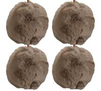 MIJOMA Set of 4 Christmas Baubles 7 cm - Fluffy Plush Christmas Tree Baubles with Satin Ribbon - Soft Decorative Baubles for the Christmas Tree - Stylish Winter Decoration (Stone Grey)
