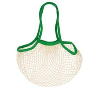 MIJOMA Shopping Net 40 x 60 cm, 100% Cotton, Reusable Tote Bag, Mesh Bag for Fruit and Vegetables, Sustainable Shopping Bag, Load Capacity up to 15 kg, for Beach and Market, Natural - Green, 40 x 60