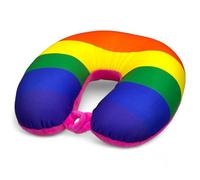 MIJOMA Travel Pillow Pride Neck Pillow with Micropellets, 28 x 28 cm, Soft, Comfortable, Multifunctional, for Travel in the Car, Bus, Train, Plane, Rainbow Design, Press Stud Closure (Pink)