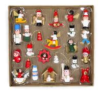MIJOMA Wooden Christmas Tree Ornament, Hand-Painted, Set with Nostalgic Motifs, Various Designs (2.5-4 cm)