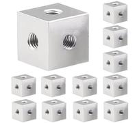 MiJunHD 12Pcs M3x10x10x10mm Cube Connector Aluminum Alloy Profile Hexagonal Square Fixing Block Six-Sided Nut for Acrylic Sheet Hardware Lighting Fixing Bracket DIY Projects Silver