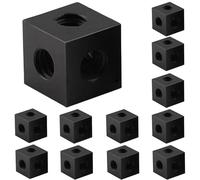 MiJunHD 12Pcs M5x15x15x15mm Cube Connector Aluminum Alloy Profile Hexagonal Square Fixing Block Six-Sided Nut for Acrylic Sheet Hardware Lighting Fixing Bracket DIY Projects Black