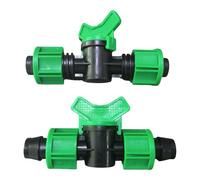 MiJunHD 16mm Double Barbed Locking Nut Drip Irrigation Switch Valve, 2PCS Leak-proof Shut-off Plastic Valve Compatible with 16mm Hose Drip Tape Tube