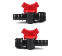 MiJunHD 19mm ID Hose Barb to G3/4≈25mm≈DN20 Male Thread, 2PCS Drip Irrigation Switch Shut-off Plastic Valve