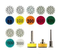 MiJunHD 1inch 25mm Mini Diamond Polishing Pad 16Pcs/Set, 7 Different Grit 50#-3000# Water Sanding Discs & & M6 Thread/3mm/6mm Shank Hook & Loop Backing Holder for Detail Fine Grinding