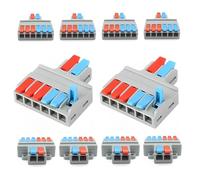 MiJunHD 2 In 6 Out Quick Lever Push-in Electrical Wire Terminal Block, 10 PCS Wire Connector Splitter Distribution for Surface Wiring & Circuit Inline (0.08-6mm² Wire, 35-10 AWG, 250V, 35A)