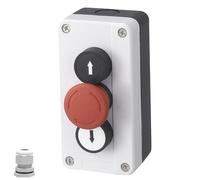 MiJunHD 22mm Momentary Push Button Switch Station Box Emergency Stop Buttons IP65 Waterproof Control Switch for Gate Opener Self-Resetting Self-Locking Industrial Hand-Held Control Box(Three Button)