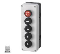 MiJunHD 22mm Momentary Push Button Switch Station Box Emergency Stop Buttons IP65 Waterproof Control Switch for Gate Opener Self-Resetting Self-Locking Industrial Hand-Held Control Box(Five Button)