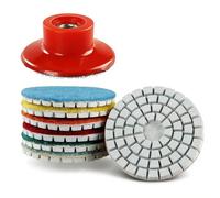 MiJunHD 2inch 50mm Diamond Water Grinding Pad, 7 Different Grit 50#-3000# Wet Sanding Discs & M16 Thread Hook & Loop Backing Holder for Detail Fine Buffing Polishing (8Pcs/Set)
