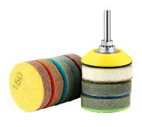 MiJunHD 2inch 50mm Mini Non-Woven Polishing Pad, 8 Different Grit 150#-10000# Sanding Discs & 6mm Round Handle Hook & Loop Backing Holder for Detail Fine Grinding Buffing (9Pcs/Set)