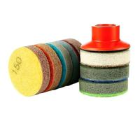 MiJunHD 2inch 50mm Mini Non-Woven Polishing Pad, 8 Different Grit 150#-10000# Sanding Discs & M10 Thread Hook & Loop Backing Holder for Detail Fine Grinding Buffing (9Pcs/Set)