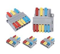 MiJunHD 3 In 6 Out Quick Lever Push-in Electrical Wire Terminal Block, 5 PCS Wire Connector Splitter Distribution for Surface Wiring & Circuit Inline (0.08-6mm² Wire, 35-10 AWG, 250V, 35A)