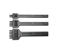 MiJunHD 3Pcs Leather Prong Punch Tool Set, 4mm Hole Spacing 2+4+6 Prong Tooth, Alloy Steel Circular Cut Hole Punch Lacing Stitching Chisel for Leather Craft DIY Hand Hole (Black)