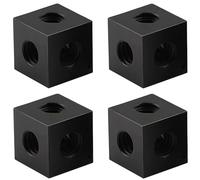 MiJunHD 4Pcs M5x15x15x15mm Cube Connector Aluminum Alloy Profile Hexagonal Square Fixing Block Six-Sided Nut for Acrylic Sheet Hardware Lighting Fixing Bracket DIY Projects Black