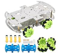MiJunHD Intelligent Robot RC 4WD Smart Car Chassis Kits, Double Layer Aluminum Bottom Board & Mecanum Omnidirectional Wheel& DC Geared Motor for Adult Age 18+ (Unassembled)