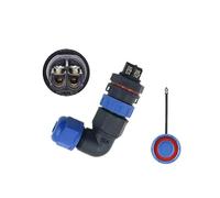 MiJunHD No Soldering Screw Crimping LD16 Elbow Rear Nut Aviation Connector, 2Pin 20A 250V Straight Plug & Panel Socket IP68 Waterproof Wire Junction Box for Cable Diameter Ø4mm-8mm (1 Piece)