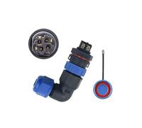 MiJunHD No Soldering Screw Crimping LD16 Elbow Rear Nut Aviation Connector, 4Pin 5A 380V Straight Plug & Panel Socket IP68 Waterproof Wire Junction Box for Cable Diameter Ø4mm-8mm (1 Piece)