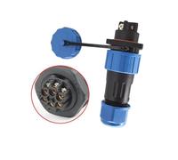 MiJunHD No Soldering Screw Crimping LD20 Square Aviation Connector, 6Pin 5A 250V Straight Plug & Panel Socket IP68 Waterproof Wire Junction Box for Cable Diameter Ø6mm-12mm (1 Piece)
