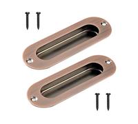 MiJunHD Recessed Flush Door Handles Stainless Steel Cabinet & Furniture Door Pulls 102 * 51mm Silver Rectangle Handles/Pulls for Interior & Closet Doors (2*Bronze 120 * 40mm Round)