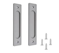 MiJunHD Recessed Sliding Door Pull, 2Pcs Rectangular Matte Gray 180 * 40mm Solid Aluminum Alloy Flat Bottom Handle Finger Pull with Screws for Sliding Barn Door,Closet,Cabinet,Windows