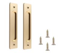 MiJunHD Recessed Sliding Door Pull, 2Pcs Rectangular Matte Rose Gold 180 * 40mm Solid Aluminum Alloy Flat Bottom Handle Finger Pull with Screws for Sliding Barn Door,Closet,Cabinet,Windows