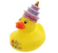 MIK funshopping Squeaky Duck Bath Toy, Vinyl, Latex-Free, 7.5 cm x 7.5 cm x 7.5 cm, Duck Happy Birthday 2