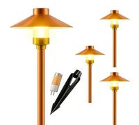 MIK Solutions LED Pathway 126 Landscape Light (4 Pack) 12V Solid Copper Low Voltage 4W G4 LED Light Bulb Included Outdoor Mushroom Security Garden Patio Area Light for Beautiful Bright Long Lasting