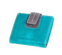 MIKA 42185 - Women's Wallet Made of Real Leather, Wallet in Portrait Format, Wallet with 3 Card Slots, 2 Slip Pockets, Note and Coin Compartment, Wallet in Turquoise/Grey, Approx. 9 x 10 x 2 cm