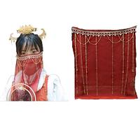 Mika Dress Dance Costume, Accessory, Face Veil, Mask Veil, Belly Dance, Oriental, Arabic, Stage, Night Club, Mysterious, Japanese Style, Period, Ethnic [c57n-dbtype-tanpin] (Red)