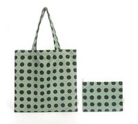 Mika Home 2 Pack Soft Velvet Tote Bag with Makeup Pouch,Green Polka Dot Printed Shoulder Bag for Women, Reusable Grocery Bag with Inner Pocket, Perfect for Shopping,Travel,Gym,Beach