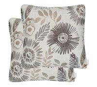 Mika Home Pack of 2 Decorative Throw Pillows Cases Cushion Cover for Sofa Couch Bed,Sunflower Pattern,20x20 Inches,Grey Cream