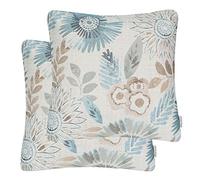Mika Home Pack of 2 Decorative Throw Pillows Cases Cushion Cover for Sofa Couch Bed,Sunflower Pattern,20x20 Inches,Blue Cream