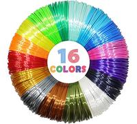 MIKA3D 16 Colors Silk Shiny PLA Filament Sample Pack, Each Color 4 Meter Length, Total 64m Silk Shiny PLA 3D Printer 3D Pen Material Refill Sample Pack