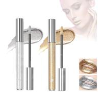 Mikabila Metallic Shine Glitter Lipstick,Sparkle Lip Gloss Glitter Liquid Lipstick Set,Matte Lipstick Makeup Lipsticks Long Lasting Waterproof Non-Stick Cup Lip Gloss High-shine(Silver White+Golden)