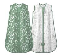 MIKAFEN 2pc Baby Sleeping Bag Spring and Summer 0.5Tog,100% Organic Cotton Sleeveless Baby Sleep Sack/Baby Swaddle,JackalsSquirrels 24-36months