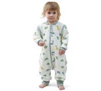 MIKAFEN Baby Sleeping Bag with Feet, 2.0 Tog, 100% Cotton, Children's All-Year Sleeping Bag with Removable Sleeves, Sleeping Bag with Legs, Dinosaur 3-4 years