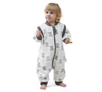 MIKAFEN Baby Sleeping Bag with Feet, 2.0 Tog, 100% Cotton, Children's All-Year Sleeping Bag with Removable Sleeves, Sleeping Bag with Legs, Bear 3-4 years