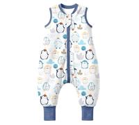 MIKAFEN Baby Winter Sleeping Bag with Feet, 100% Cotton Kids Sleeping Bag 2.5 Tog with Legs, Blue Penguin, 90cm/3-4 Years