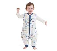 MIKAFEN Baby Winter Sleeping Bag with Feet,100% Cotton Kids Sleeping Bag 2.5Tog with Legs, Blue Penguin 100cm/4-5years