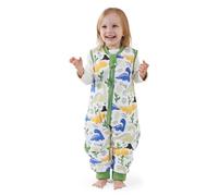 MIKAFEN Baby Winter Sleeping Bag with Feet,100% Cotton Kids Sleeping Bag 2.5Tog with Legs, Green dinosaur 100cm/4-5years